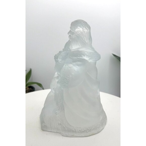Frosted Glass Santa with Deer 6" Table Lamp Corded Light By Crystal Clear - Picture 5 of 10